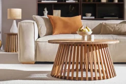 Table basse ronde en bois massif D80 cm - NASSAU