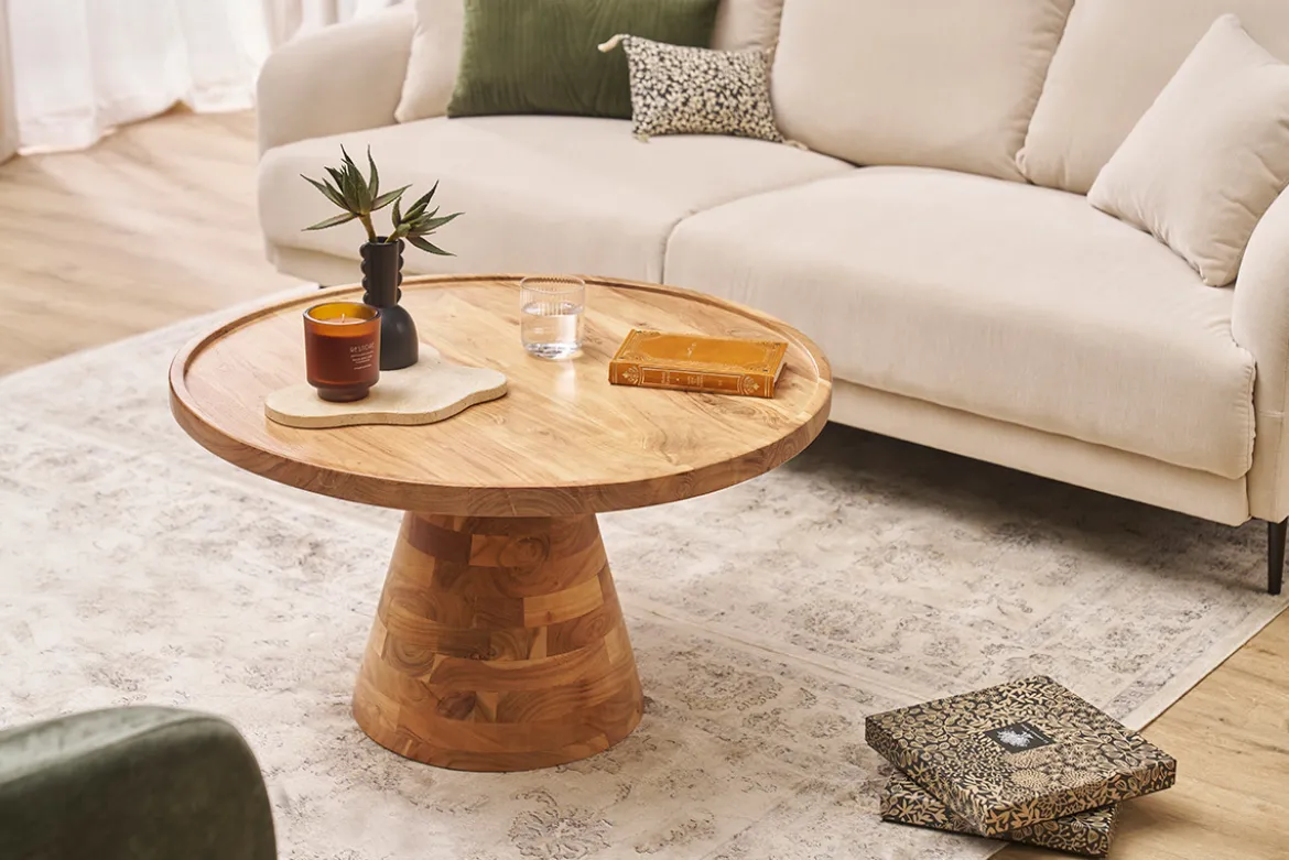 Table basse ronde en bois massif D80 cm MATERA