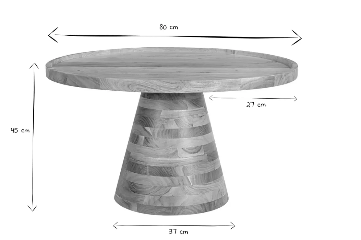 Table basse ronde en bois massif D80 cm MATERA