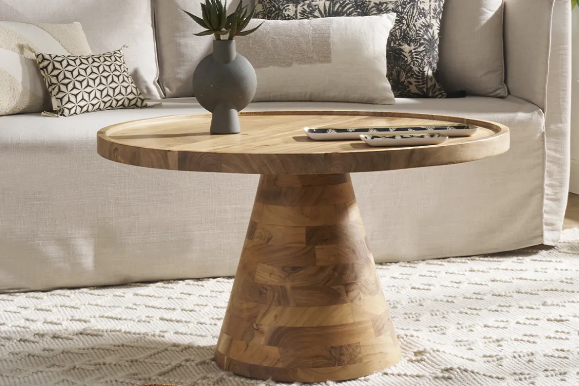 Table basse ronde en bois massif D80 cm MATERA