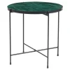 Table basse ronde en céramique vert foncé et métal noir D50 cm KOTTA