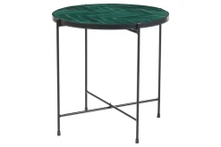 Table basse ronde en céramique vert foncé et métal noir D50 cm KOTTA