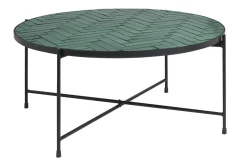Table basse ronde en céramique vert foncé et métal noir D80.5 cm KOTTA