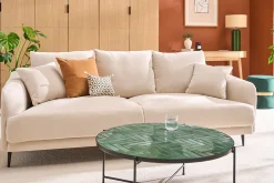 Table basse ronde en céramique vert foncé et métal noir D80.5 cm KOTTA