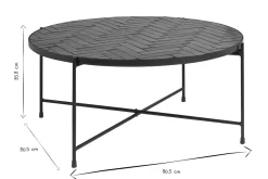 Table basse ronde en céramique vert foncé et métal noir D80.5 cm KOTTA