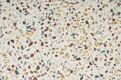 Table basse ronde en terrazzo et bois foncé manguier massif D79.5 cm NESSA