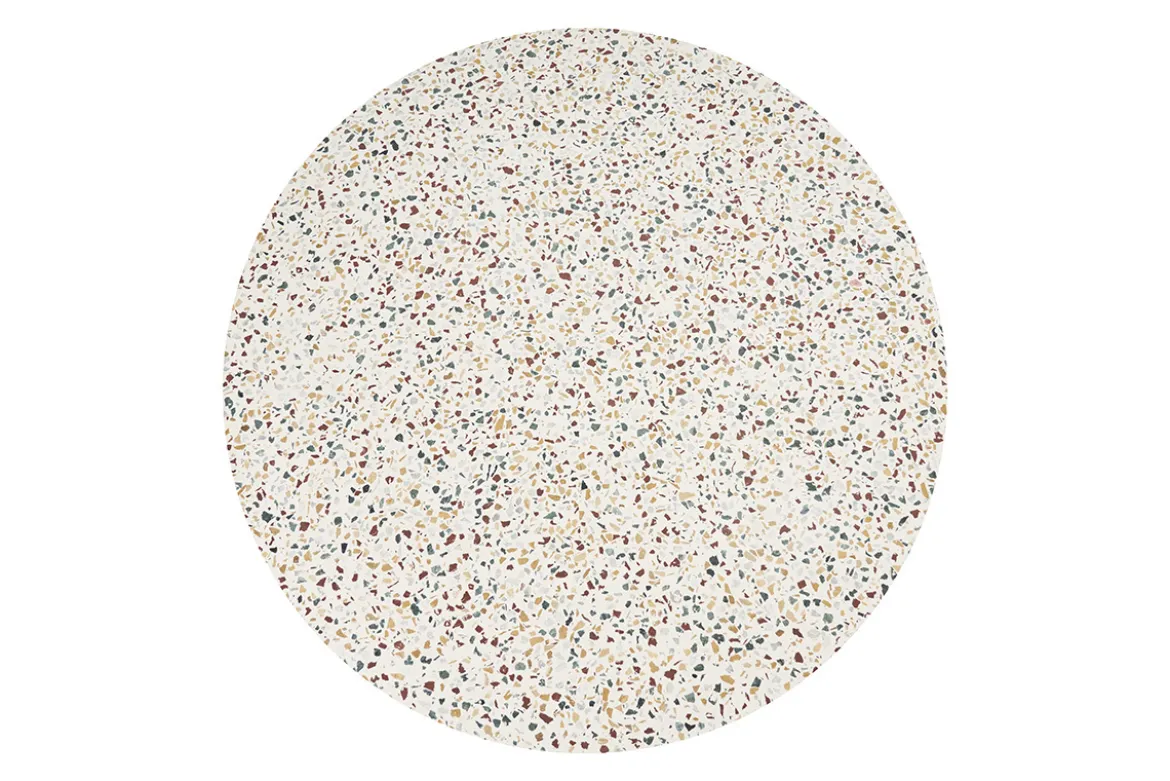 Table basse ronde en terrazzo et bois clair manguier massif D79.5 cm NESSA