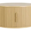 Table basse ronde finition bois clair chêne 2 portes coulissantes D80 cm EPIC