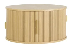 Table basse ronde finition bois clair chêne 2 portes coulissantes D80 cm EPIC