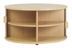 Table basse ronde finition bois clair chêne 2 portes coulissantes D80 cm EPIC