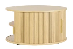 Table basse ronde finition bois clair chêne 2 portes coulissantes D80 cm EPIC