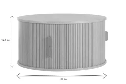 Table basse ronde finition bois clair chêne 2 portes coulissantes D80 cm EPIC