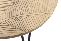Table basse ronde gravée bois manguier massif et métal noir D80 cm VIBES