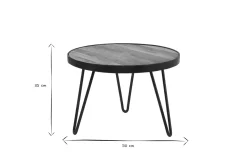 Table basse ronde industrielle bois manguier massif et métal noir D50 cm ATELIER