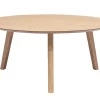 Table basse ronde scandinave bois clair chêne D90 cm ORKAD