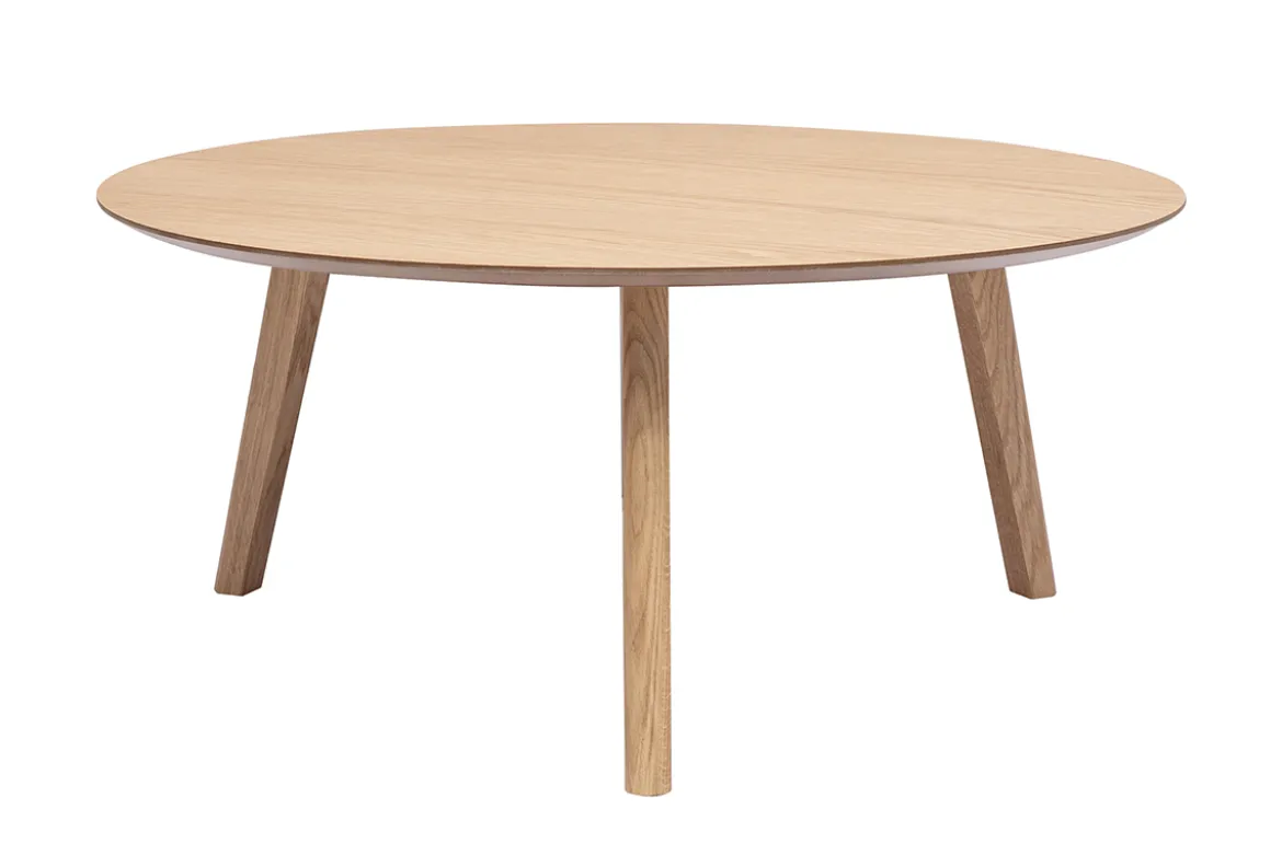 Table basse ronde scandinave bois clair chêne D90 cm ORKAD