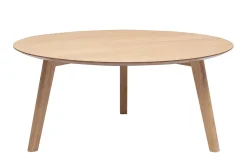 Table basse ronde scandinave bois clair chêne D90 cm ORKAD