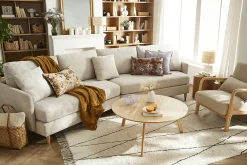 Table basse ronde scandinave bois clair chêne D90 cm ORKAD