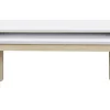 Table basse scandinave avec banc intégré blanc et bois clair L110 cm CYBEL