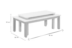 Table basse scandinave avec banc intégré blanc et bois clair L110 cm CYBEL