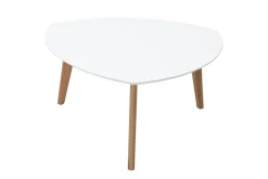 Table basse scandinave blanc et bois clair chêne L80 cm EKKA