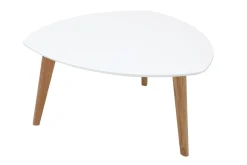 Table basse scandinave blanc et bois clair chêne L80 cm EKKA