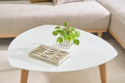 Table basse scandinave blanc et bois clair chêne L80 cm EKKA