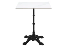 Table bistrot carrée en pierre minérale et métal noir L60 cm CONTY