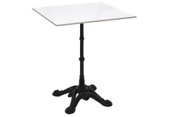Table bistrot carrée en pierre minérale et métal noir L60 cm CONTY