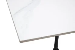 Table bistrot carrée en pierre minérale et métal noir L60 cm CONTY
