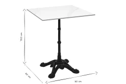 Table bistrot carrée en pierre minérale et métal noir L60 cm CONTY
