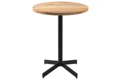 Table bistrot ronde en bois massif et métal noir D60 cm MEERA