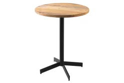 Table bistrot ronde en bois massif et métal noir D60 cm MEERA
