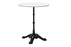 Table bistrot ronde en pierre minérale et métal noir D60 cm CONTY