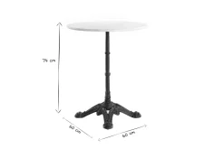 Table bistrot ronde en pierre minérale et métal noir D60 cm CONTY