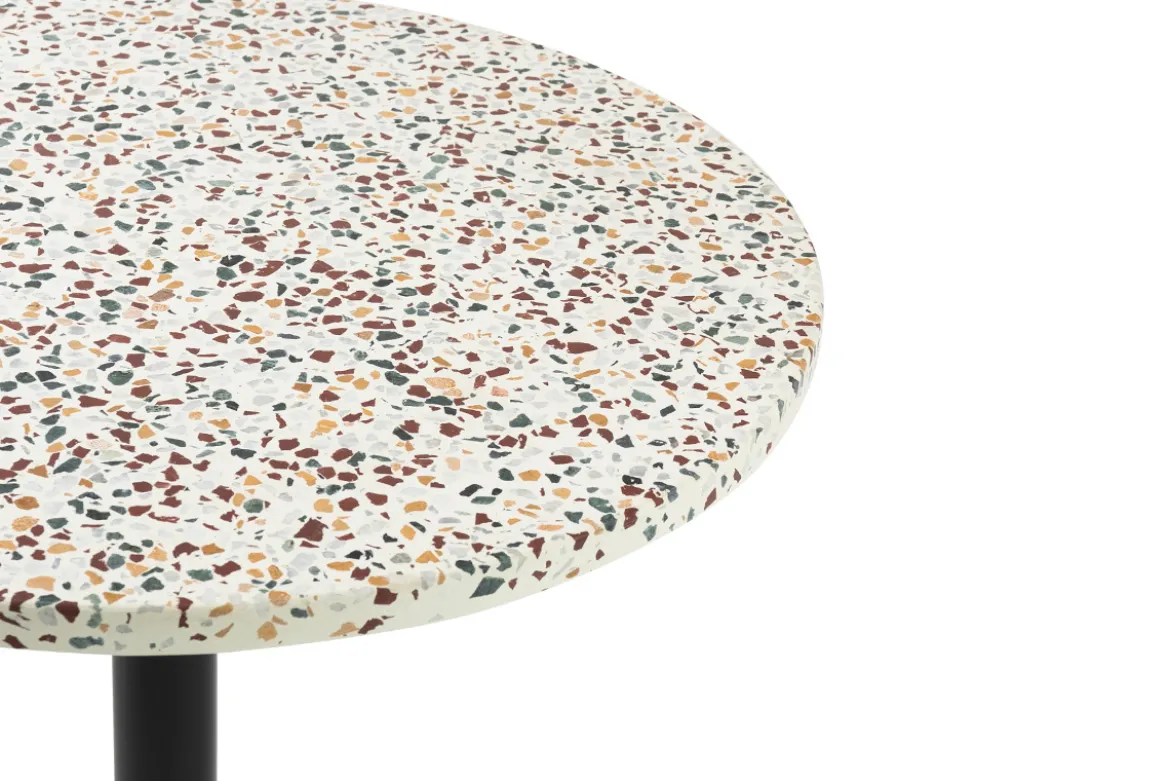 Table bistrot ronde en terrazzo et métal noir D60 cm MEERA