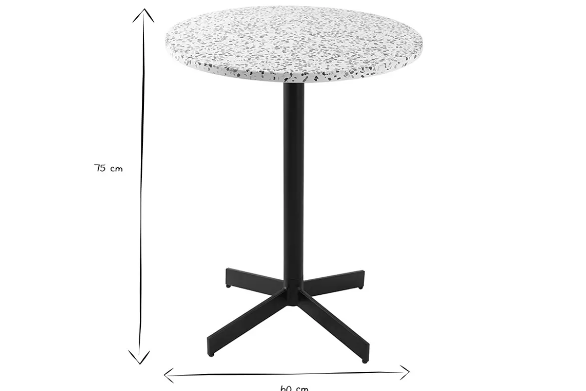 Table bistrot ronde en terrazzo et métal noir D60 cm MEERA