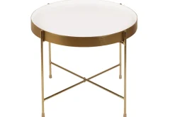Table d'appoint avec plateau réversible bleu canard / blanc D51 cm SATEEN