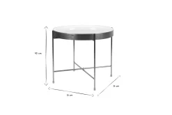 Table d'appoint avec plateau réversible bleu canard / blanc D51 cm SATEEN