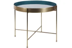 Table d'appoint avec plateau réversible bleu canard / blanc D51 cm SATEEN