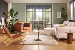 Table d'appoint design bois foncé noyer L44 cm HOLLEN
