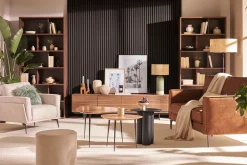 Table d'appoint design bois noir L44 cm HOLLEN