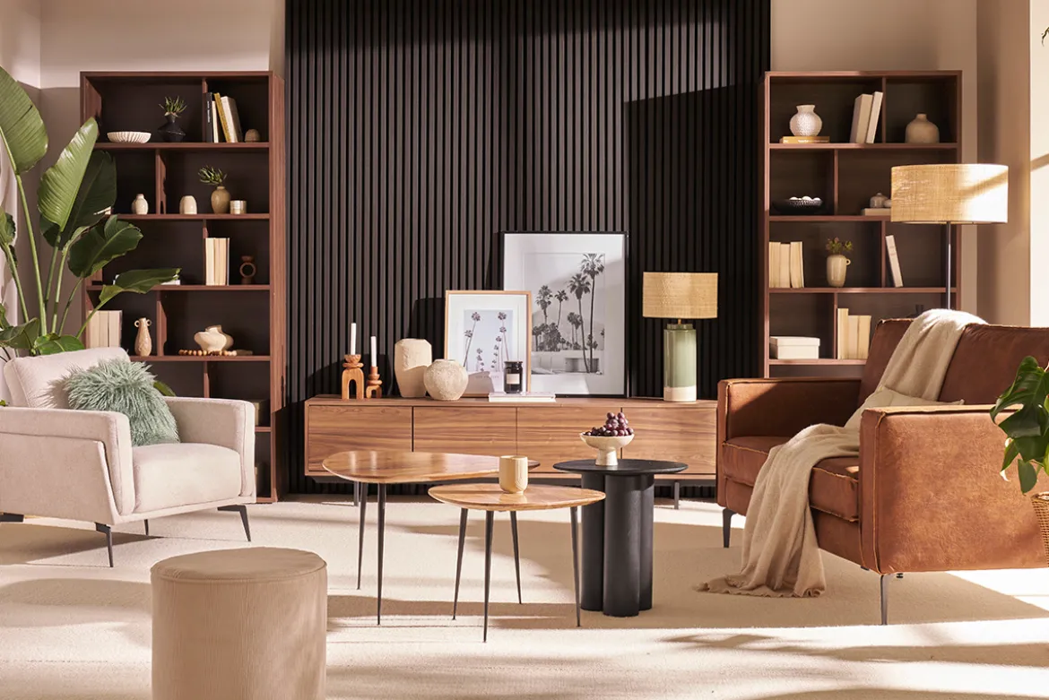 Table d'appoint design bois noir L44 cm HOLLEN