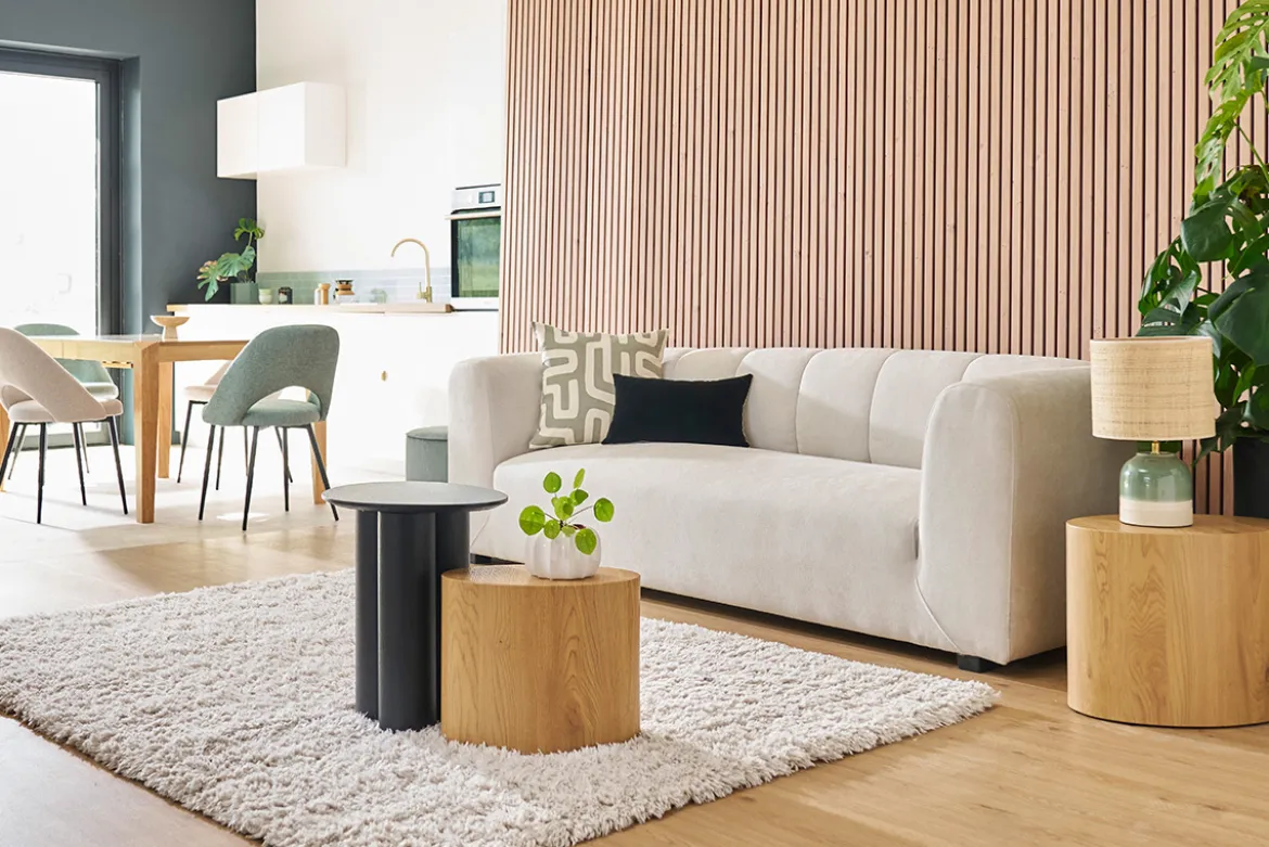 Table d'appoint design bois noir L44 cm HOLLEN