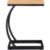 Table d'appoint design rectangulaire en bois massif et métal noir BREAK