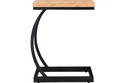 Table d'appoint design rectangulaire en bois massif et métal noir BREAK