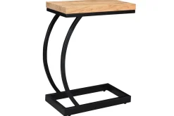Table d'appoint design rectangulaire en bois massif et métal noir BREAK