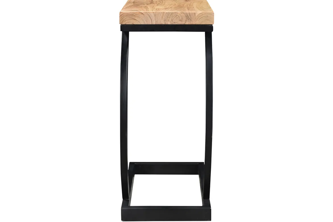 Table d'appoint design rectangulaire en bois massif et métal noir BREAK