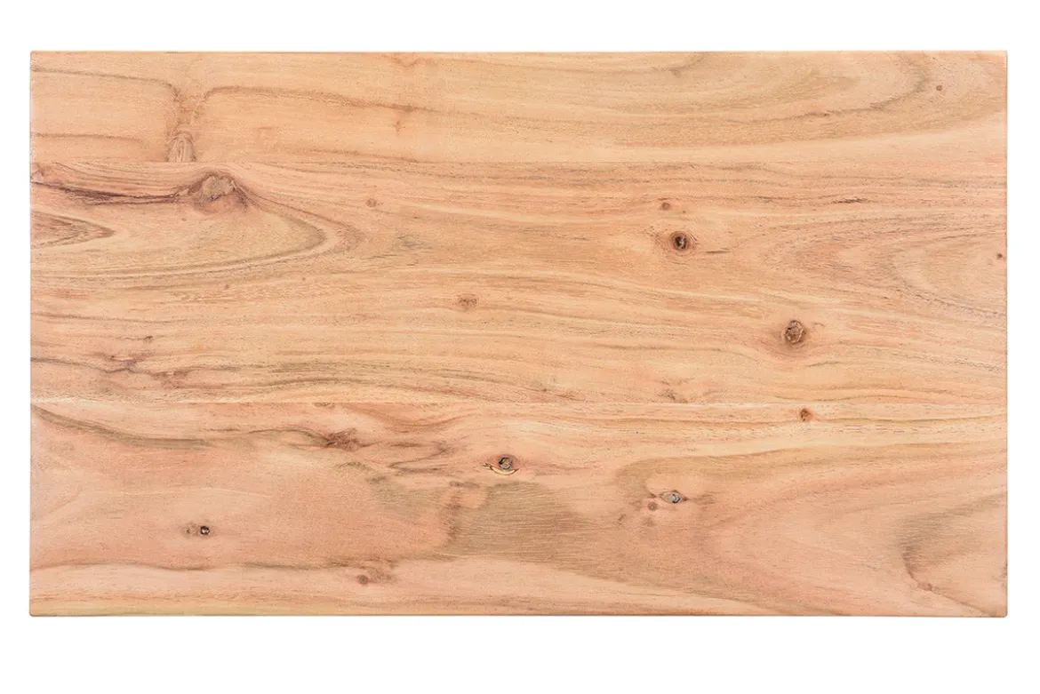 Table d'appoint design rectangulaire en bois massif et métal noir BREAK