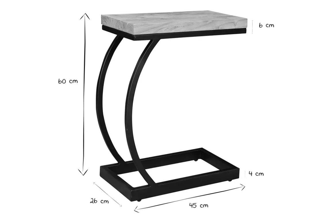 Table d'appoint design rectangulaire en bois massif et métal noir BREAK